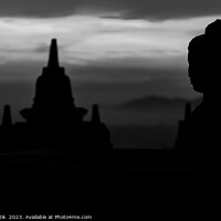 Buy canvas prints of Silhouette at sunrise of Borobudur religious temple Indonesia  by Spotmatik 
