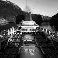 Buy canvas prints of Cruise ship Norwegian Fjord in sunlight Scandinavia Europe by Spotmatik 