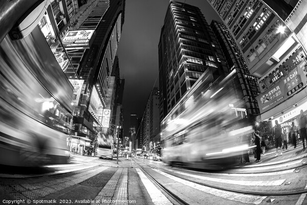 Hong Kong illuminated busy street intersection Kowloon Asia Picture Board by Spotmatik 