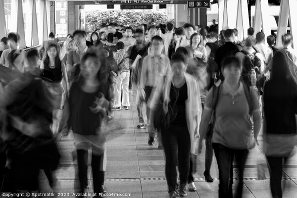 Asian city commuters walking to work Hong Kong Picture Board by Spotmatik 