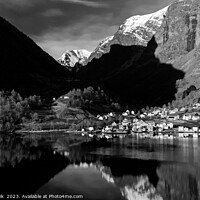 Buy canvas prints of Norway sunlight reflections of scenic mountain valley fjord  by Spotmatik 