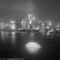 Buy canvas prints of Illuminated Huangpu River Shanghai and Oriental Pearl Tower  by Spotmatik 