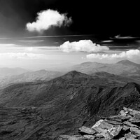 Buy canvas prints of Snowdon Wales remote scenic sunlight mountain view Europe by Spotmatik 