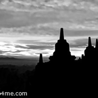 Buy canvas prints of Panorama sunrise Borobudur religious temple at sunrise Indonesia by Spotmatik 