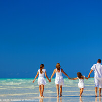 Buy canvas prints of Happy Caucasian family on tropical beach enjoying leisure by Spotmatik 