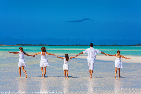 Healthy Caucasian family together on beach vacation Bahamas Picture Board by Spotmatik 