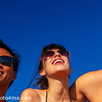 Buy canvas prints of Panoramic view of multi ethnic friends in swimwear by Spotmatik 
