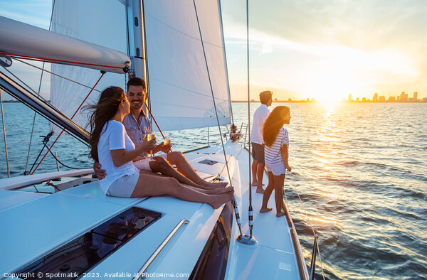 Fun family vacation on luxury yacht at sunrise Picture Board by Spotmatik 