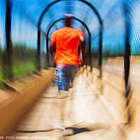 Buy canvas prints of Afro American male jogging outdoors with motion blur by Spotmatik 