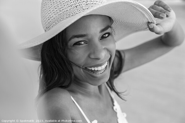 Portrait of smiling African American girl wearing hat Picture Board by Spotmatik 