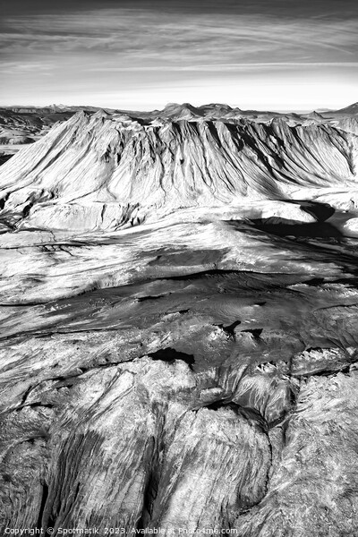 Aerial view of Icelandic volcanic Landmannalaugar Picture Board by Spotmatik 