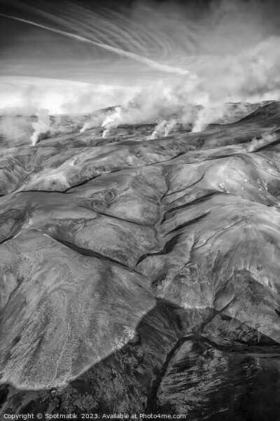 Aerial of hot springs Iceland volcanic Landmannalaugar  Picture Board by Spotmatik 