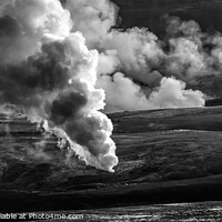 Buy canvas prints of Aerial panorama hot steam gases geothermal activity  by Spotmatik 