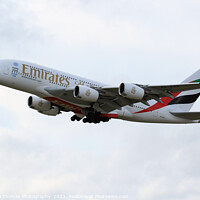 Buy canvas prints of Emirates A380: A Majestic Journey Begins by Stephen Thomas Photography 