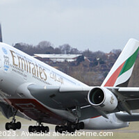 Buy canvas prints of Colossal Emirates A380 Airbus Taking Off From UK by Stephen Thomas Photography 