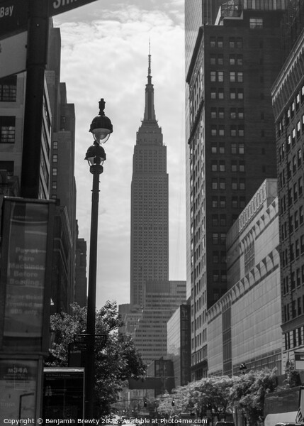 Black & White Empire State Building Street Shot Picture Board by Benjamin Brewty