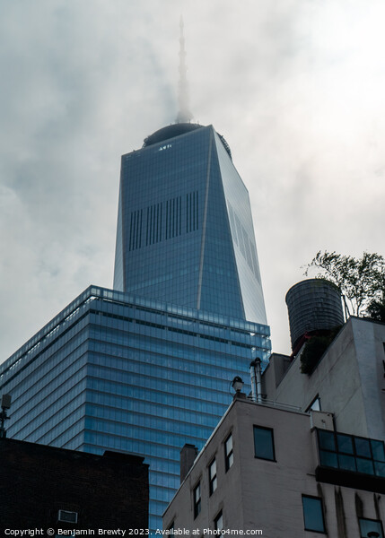 One World Trade Centre In The Fog  Picture Board by Benjamin Brewty