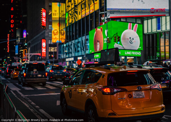 Times Square At Night  Picture Board by Benjamin Brewty