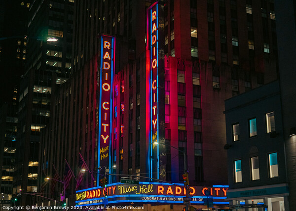 Radio City Music Hall Neon Lights Picture Board by Benjamin Brewty