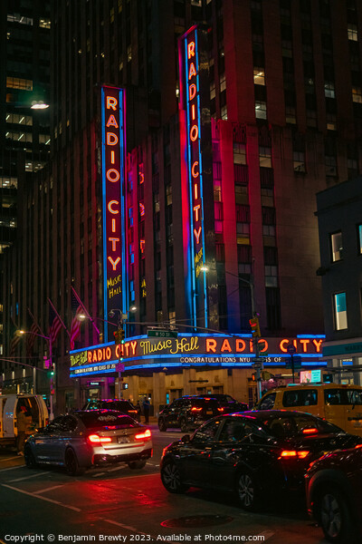 Radio City Music Hall At Night  Picture Board by Benjamin Brewty