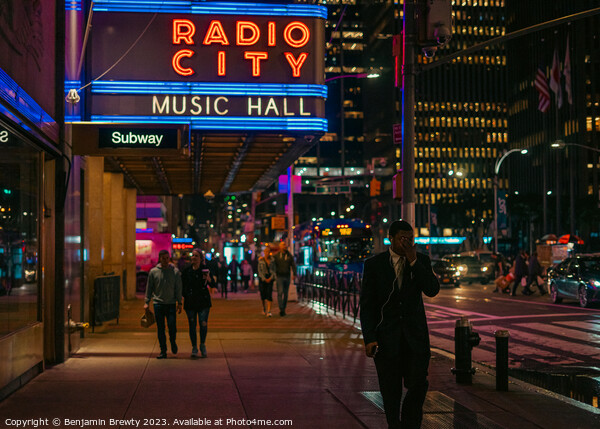 Radio City Music Hall Street Photography Picture Board by Benjamin Brewty