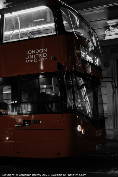 London Bus Colour Pop Picture Board by Benjamin Brewty