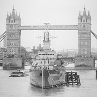 Buy canvas prints of HMS Belfast & Tower Bridge  by Benjamin Brewty