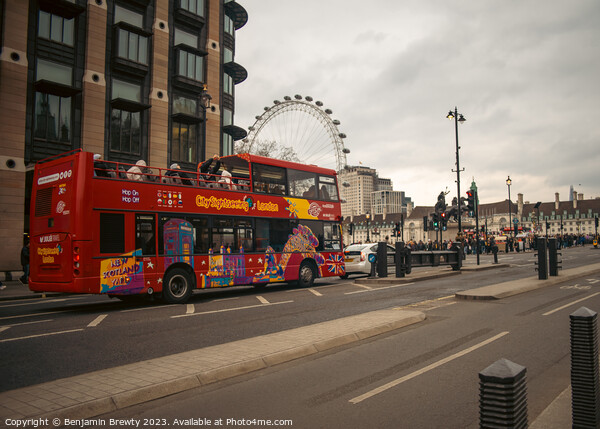 London Sightseeing Bus Picture Board by Benjamin Brewty