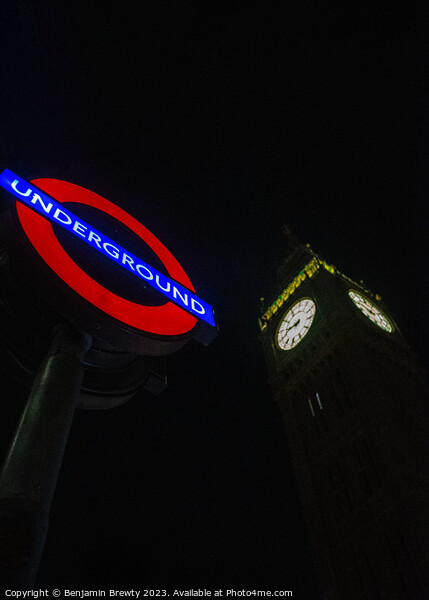 Big Ben & Underground Sign  Picture Board by Benjamin Brewty