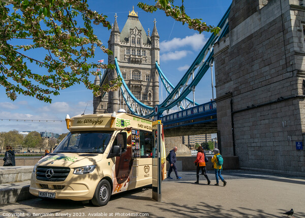 Ice Cream Van At Tower Bridge Picture Board by Benjamin Brewty