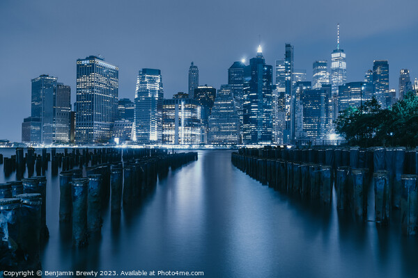 New York City Skyline ( Blue ) Picture Board by Benjamin Brewty