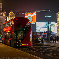 Buy canvas prints of Red London Bus At Piccadilly Circus by Benjamin Brewty