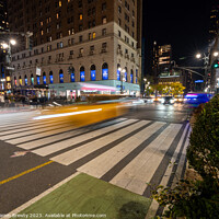 Buy canvas prints of Yellow Taxi Long Exposure  by Benjamin Brewty