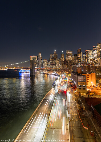 Manhattan Bridge Long Exposure Picture Board by Benjamin Brewty