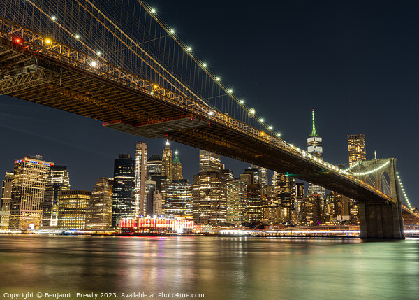Long Exposure New York City Skyline Picture Board by Benjamin Brewty