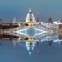 Buy canvas prints of St Paul's Cathedral & The Millennium Bridge Reflection  by Benjamin Brewty