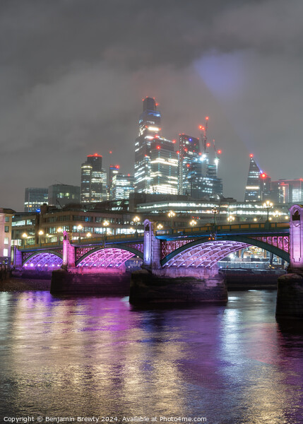 London Skyline Long Exposure Picture Board by Benjamin Brewty
