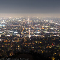 Buy canvas prints of Los Angeles Skyline At Night by Benjamin Brewty