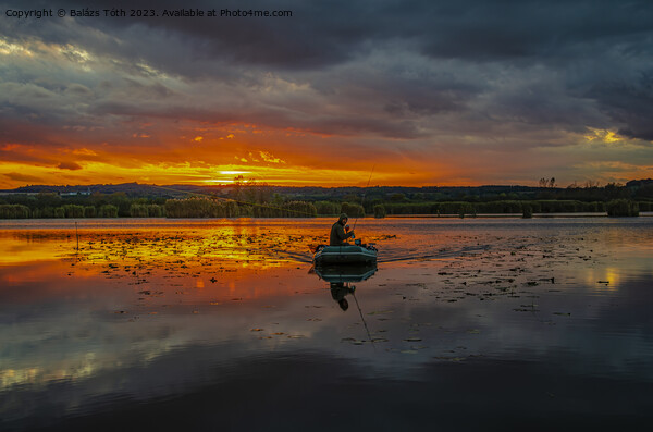 sundown on a fishing lake Picture Board by Balázs Tóth