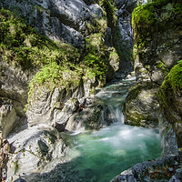 Buy canvas prints of  waterfall over a rocky cliff by Balázs Tóth