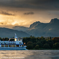 Buy canvas prints of Windermere Lake Cruise Langdale Pikes with dramati by Julian Carnell