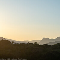 Buy canvas prints of Lake District sunset over langdale shot from Tom heights by Julian Carnell