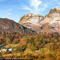 Buy canvas prints of Langdale pikes winter scene with amazing blue sky  by Julian Carnell
