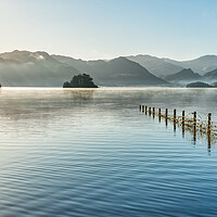 Buy canvas prints of Derwent Water and early morning sunrays by Julian Carnell