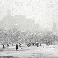Buy canvas prints of Temple of Venus and Rome under heavy snow by Fabrizio Troiani