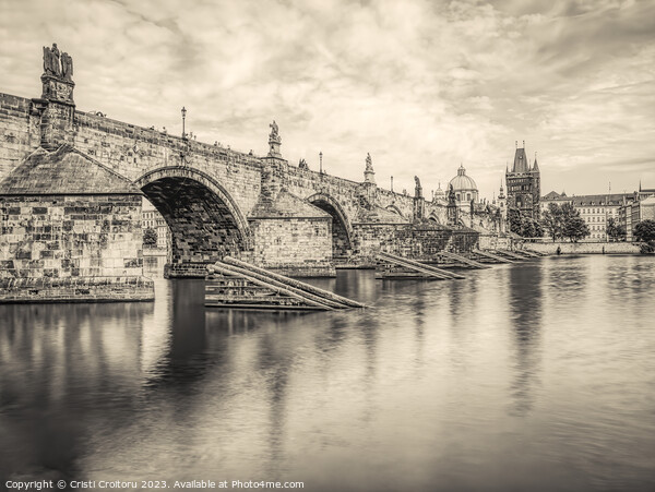 Charles Bridge over Vltava river in Prague. Picture Board by Cristi Croitoru