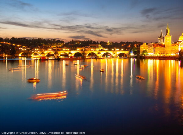 View with the Charles Bridge at sunset.  Picture Board by Cristi Croitoru