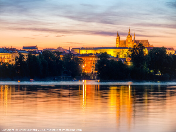 Prague Castle at sunset.  Picture Board by Cristi Croitoru