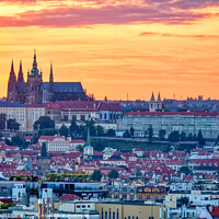 Buy canvas prints of Prague Castle at sunset.  by Cristi Croitoru