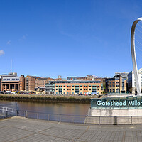 Buy canvas prints of Gateshead Millennium Bridge Panoramic by Steve Smith